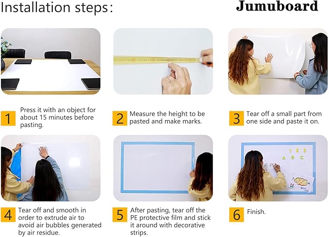 Magnetic Dry Erase Whiteboard Paper with Adhesive, 47" x 35" White Board Film for Wall, Easy to Write and Clean Dry Erase Board for Office, Classroom, Home, Include Marker, Magnetic Eraser and Magnets