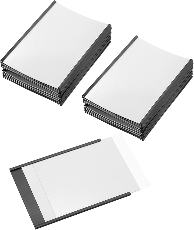 PATIKIL Magnetic Label Holder 4" x 3" with Paper Inserts, 25 Pcs C Channel Magnetic File Cabinet Labels Shelf Data Card Holder Signs for Metal Racks Shelves Whiteboard Tool Box