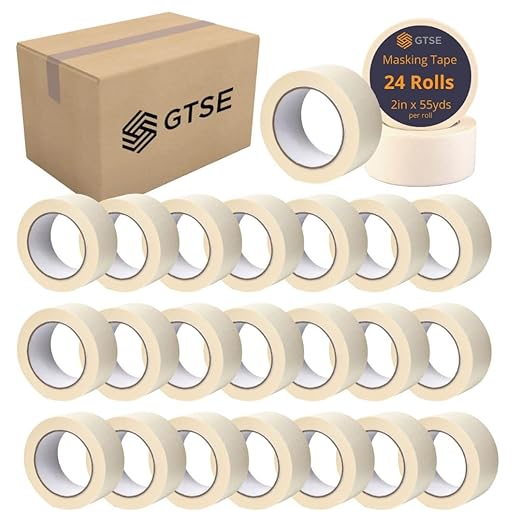 GTSE Masking Tape, Bulk Contractors Pack, 2 inch x 55 Yards (164 ft), Multi-Surface Adhesive Painting Tape, 24 Rolls, Full Carton