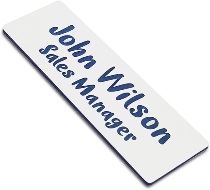 Custom Engraved Name Tag Badges for Business, Personalized Identification with Pin, Magnetic, Adhesive, or Blank Backing, 1"x3"-Green/White Text