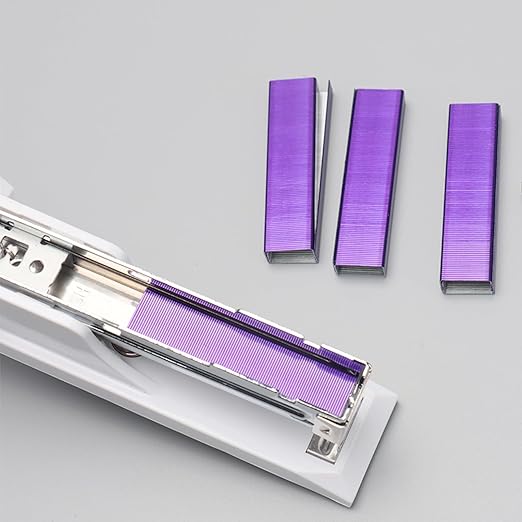 NatSumeBasics 6000 Purple Staples 26/6 Standard Colored Staple for Refill Desk Manual Stapler School Office Supplies Accessories (Purple)