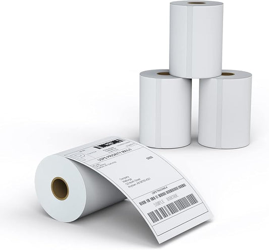 MFLABEL 4x6 Thermal Shipping Labels - 4 Rolls of 250, Perforated & Smudge-Proof Direct Thermal Labels Compatible with Rollo, Zebra, for Amazon UPS FedEx Shopify