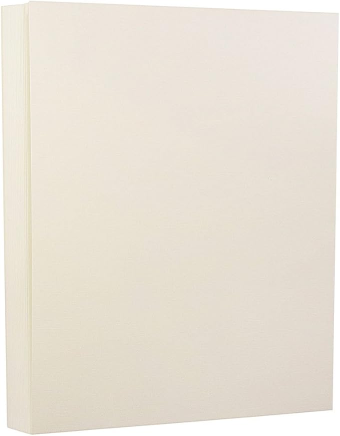 JAM PAPER Strathmore 32lb Paper - 90 gsm - 8.5 x 11 - Natural White Linen - 100 Sheets/Pack