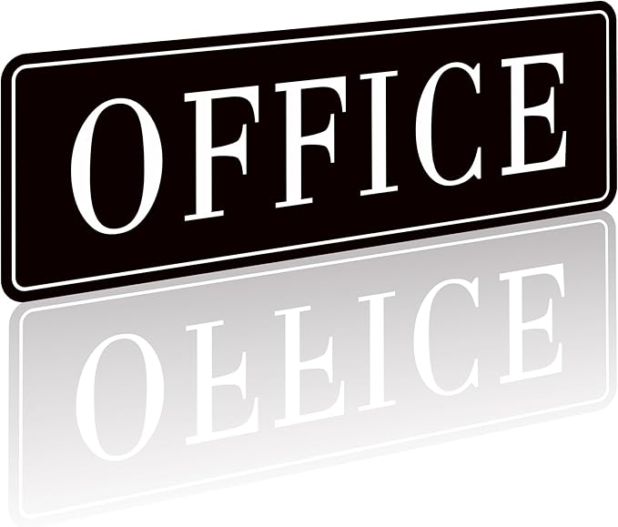 The Office Door Sign for Home and Business，Self-Adhesive Waterproof and Fade-Resistant Modern Office Sign Sticker for House，Business，Door, Window（Black）
