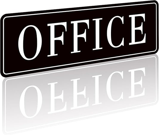 The Office Door Sign for Home and Business，Self-Adhesive Waterproof and Fade-Resistant Modern Office Sign Sticker for House，Business，Door, Window（Black）