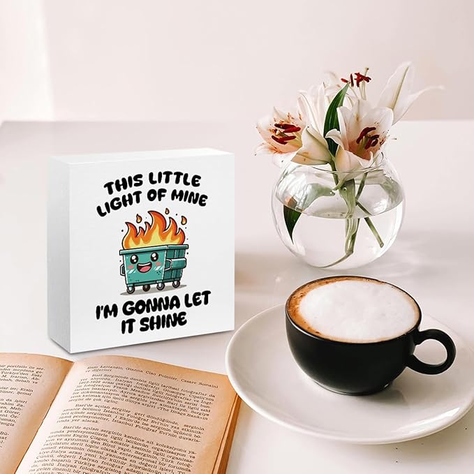 Funny Office Decor, Funny Office Gifts, Dumpster and Fire Wood Box Sign, Funny Desk Decor Funny Office Supplies, Cubicle Counter Shelf Decor, Funny Gifts for Coworkers Nurse Teacher Friends