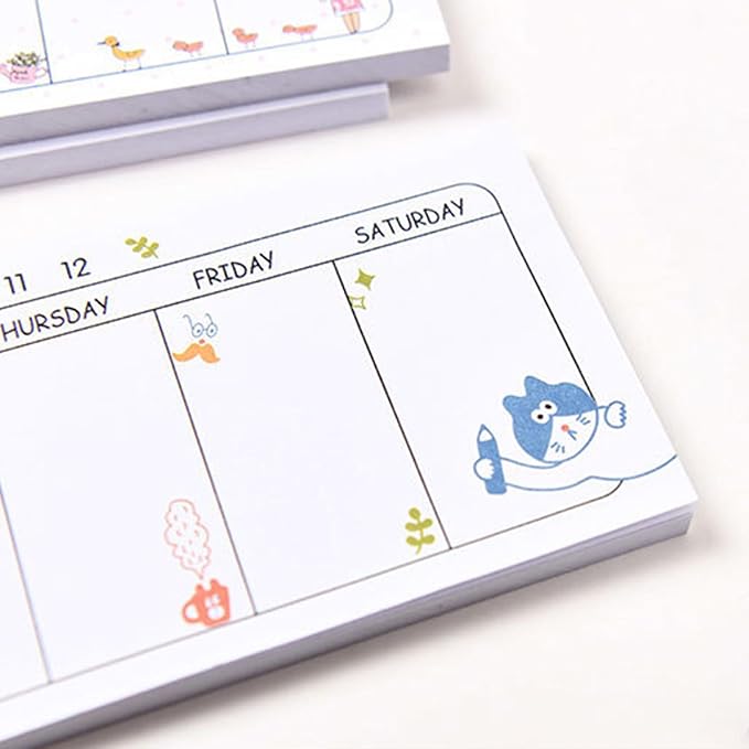 Weekly Organizer Long Strip Planner Notebook Pads Random Patterns for Goal Tasks Ideas Notes