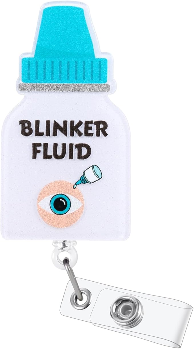 Blinker Fluid Funny Optometry Doctor Nurse Badge Reel, Retractable ID Card Ophthalmology Badge Holders, Medical Badge Clip for Ophthalmologist OD Ophthalmic Technician Assistant, Optometrist Gifts