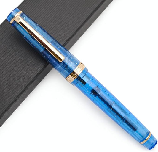 JINHAO 82 Fountain Pen (Transparent Fluorescent Blue,Fine Nib 0.5mm)