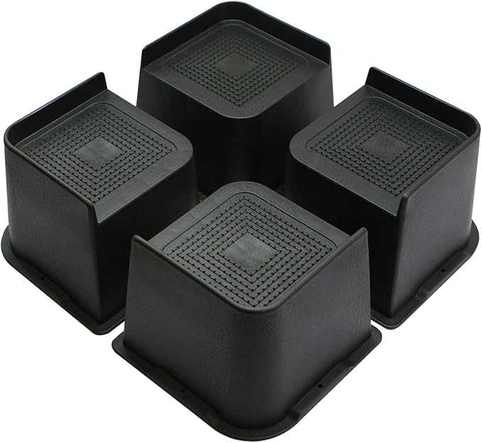 MXMZHXU Bed Risers 2 inch, 3 inch, 4 inch, 6 inch or 8 inch Heavy Duty Furniture Risers, Up to 6000 Lbs L Shaped Design Bed Lifts Blocks for Couch Desk Sofa Table (Black, 4 Inch 4 Pack)