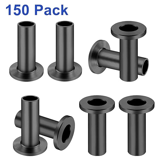 CKE 150 Pack T316 Stainless Steel Black Protector Sleeves for 1/8" 5/32" or 3/16" Cable Deck Stair Railing Kit System, Black Cable Railing Protective Sleeves for Wood Posts, DIY Balustrade, BCR01-3/16