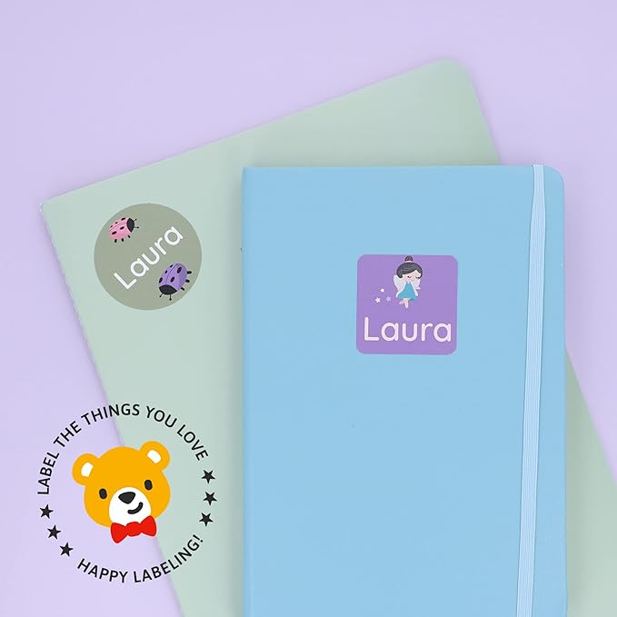 Large Name Labels for Kids (33) - Custom Stickers for Daycare and School Supplies - Durable, Waterproof Stickers for Water Bottles, Lunch Boxes, and More with Unique Designs - Fairy
