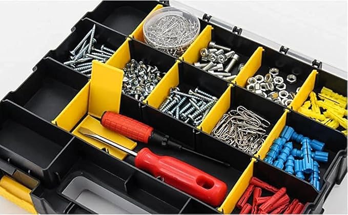 AIDY-PRO Hardware Organizer Box 34 Compartments Small Parts Organizer with Removable Dividers Durable Plastic Double Side Tools Box Screw Organizers For Nuts, Bolts, Screws, Nails 2Pack