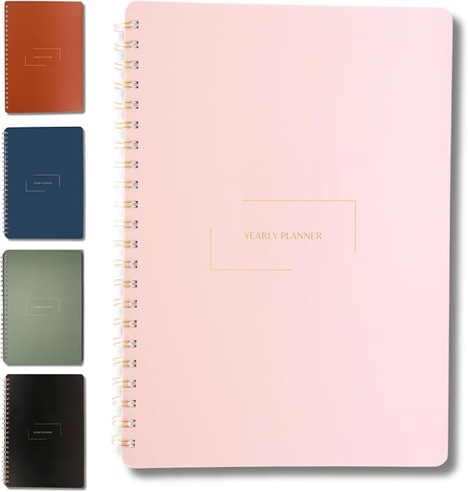 Merely Home | Ultimate Yearly, Daily, Weekly, Monthly Planner | 8.25" x 11.75" | To Do List Notebook for Work | Simple Design | Multiple Layouts | Academic Planner and Organizer Notebook (Pink, Yearly Planner - Portrait)
