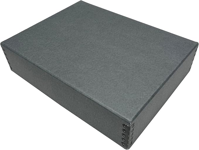 Lineco Museum Archival Storage Box, 9.75x12.75x3 in. Drop Front Design. Acid-Free with Metal Edge. Organize Photos, Pictures, Prints, Documents, Crafts, DIY. Gray, 1 Pack