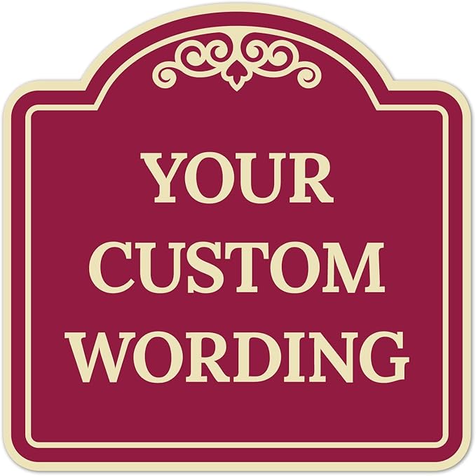 Custom Decorative Sign, Personalized Metal Sign for Business, Driveway, Home, Airbnb, Office Door Plaque,Burgundy Background Sign, 18x18 Inches, ACM, Fade Resistant, Made in USA by Sigo Signs