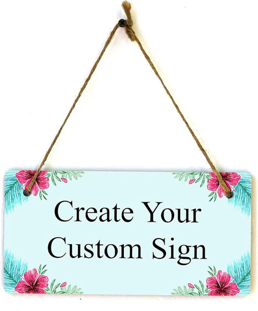 Signs ByLITA Tropical Hibiscus Personalized Hanging Wall or Door Sign (5 x 10") | Custom Signage for Your Home & Business