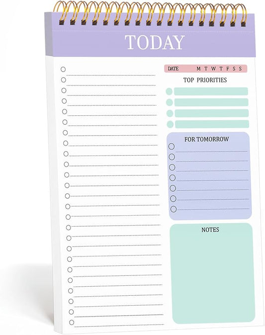 to Do List Notepad with 60 Tear Off Sheets, 6.7 x 9.8" to Do List Notebook for Work Perforated Daily Planner with Task Checklist for Home School Office Personal Organizers, Purple