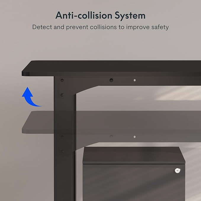 FLEXISPOT 4 Legs Standing Desk 63 x 28 Inch Electric Adjustable Height with Splice Board Home Office Sit Stand Up Desk, Black Top + Black Frame