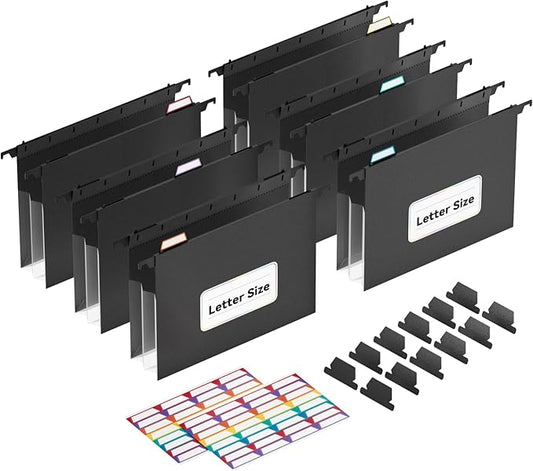 ThinkTex Extra Capacity Plastic Hanging File Folders, 6 Pack Reinforced Expanding Hang Folder Letter Size,Accordion Pocket,Heavy Duty 3.15 Inch Expansion,Hanging Folder Organizer for Office Home