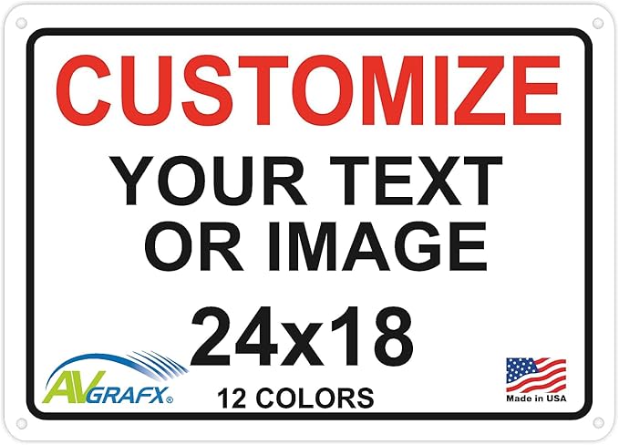 AV Grafx Custom Metal Signs, Aluminum, 24x18, Border, Modern, Professional, Customizable, Durable, Versatile, UV Resistant, Made in USA