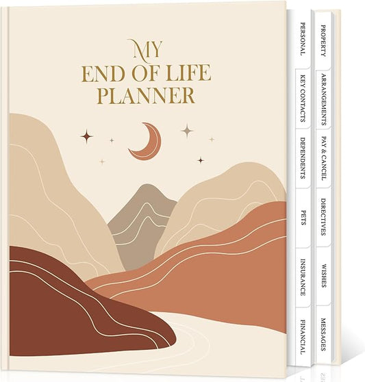 Lanpn End of Life Planner Death Organizer with Tabs, Final Wishes & Financial Estate Planning Journal, When I Die Journal for Senior, Before Death Life and Care Plan Book, Leather Hardcover