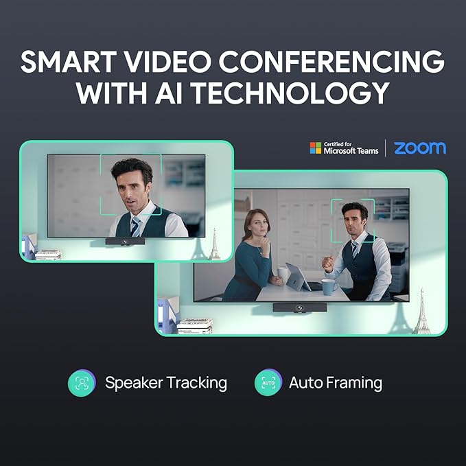 Yealink Video Conference Camera, 4K Webcam, 120° Ai Auto Framing, 8 Microphone Arrays & Speaker Tracking, Ai Noise Cancellation Teams Certified, Meetingbar A10 All-in-one Conference Room Camera System