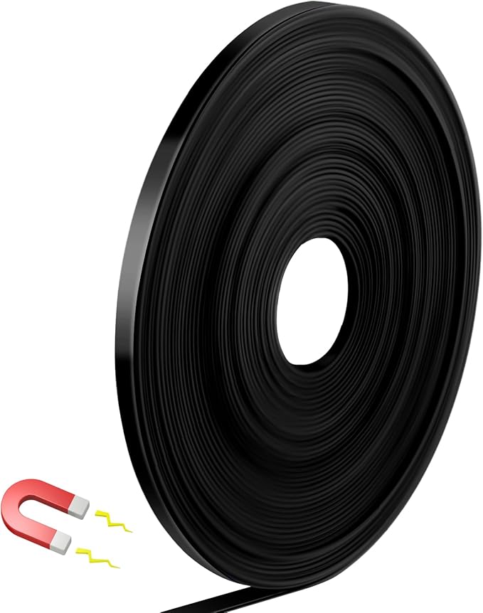 AmazingSpark Magnetic Tape Roll Thin Strips, 1/4 Inch x 33 Feet Magnetic Board Dividers Whiteboard Graphic Decorative Tape Marking Line for Classroom Office Art Accessories(Black)