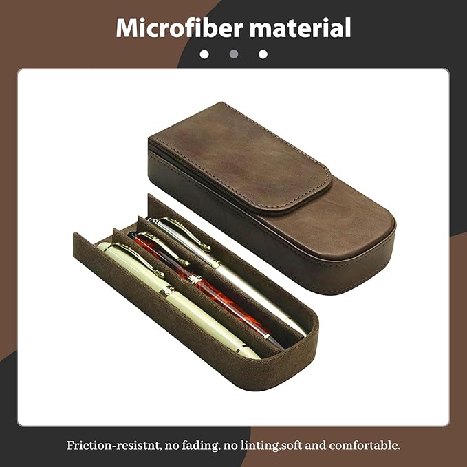 MIVLXLX Leather Triple Pen Case Pencil Pouch Holder for Three Fountain Ballpoint Rollerball Pens and Pencils Gift Choice for Man/Woman/Office (gray)