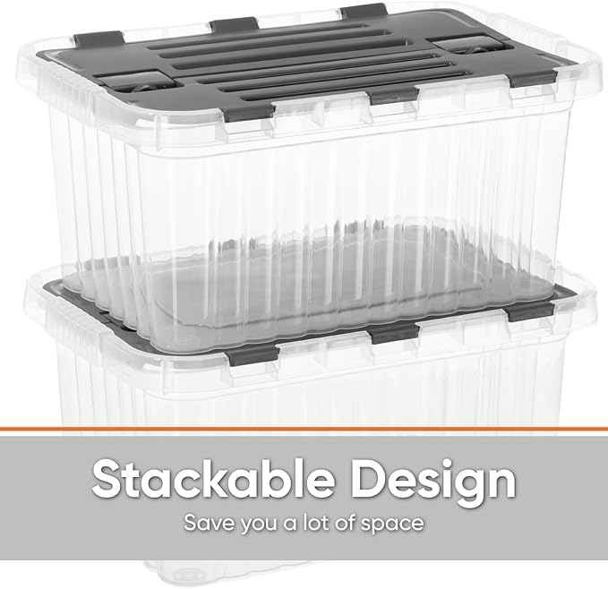 Superio 26 L Deep Storage Container with Hinged Lid 27.5 Quart (2 Pack)