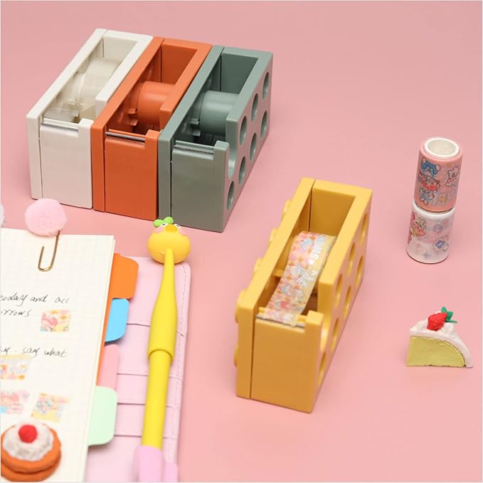 4 Pack Desktop Tape Dispenser Cute 4 Color Tape Dispenser for Gift Wrapping Tape Cutter for Office Home School and Crafts