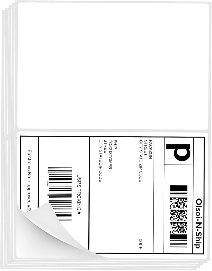 8-1/2"×5-1/2" Shipping Labels 100 Labels Sticker Paper for Laser/Ink Jet Printer mailing Labels 8.5"×11" White 2 per Sheet