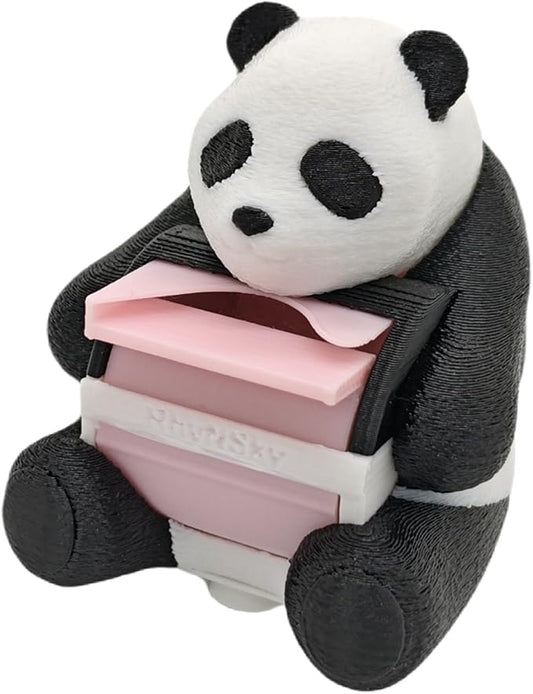 RhyNSky Panda Manual Sticker Dispenser Postage Stamp Roll Dispenser Holder for Desk, Stamps NOT Included, 1.18" Core, Black, C03