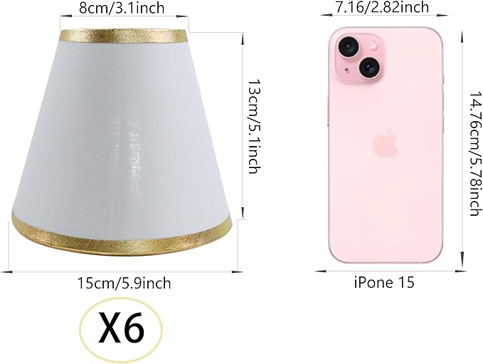 TAaMTYH small lamp shade chandelier shades set of 6，Fabric Lampshade for Wall Lamp，chandelier shades，small tadle lamps，For Cutting Edge bulbs, Clip-on Fitter Lampshade，3" X 6" X 5"
