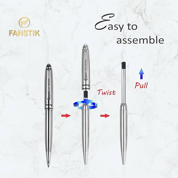 FANSTIK Customized BallPoint pen with name (MADE IN USA), stainless steel, Silver, luxury engraved pen personalized for men and for women. (BallPoint Silver)