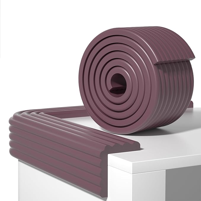 Edge Protector,Baby Proofing Baby Edge Protector Strip Safety,Soft Rubber Foam Padding,Edge Corner Guards Protector Corner Edge Bumpers for Furniture (Brown Purple, 6.56Ft x 3.93" W x 0.4" Th)