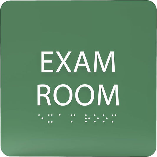 ADA CENTRAL SIGNS - 6" X6" Exam Room Sign - ADA Compliant Tactile Graphics Grade 2 Braille Text Acrylic Wall Signs - Educational Institution Directional Assistance Test Center Door Sign for Schools