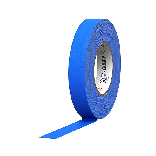 1" Width ProTapes Pro Gaff Premium Matte Cloth Gaffer's Tape With Rubber Adhesive, 11 mils Thick, 55 yds Length, Electric Blue (Pack of 1)