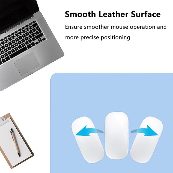 PU Leather Desk Pad Protector Gaming Mouse Pad Non Slip Desk Mat for Keyboard and Mouse Waterproof Desk Writing Pad for Office and Home Desk Accessories(Blue, 31.5 * 15.7)