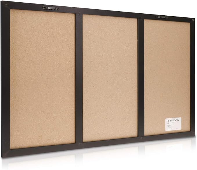 Navaris Combination Board Cork/Whiteboard/Chalkboard - 16 x 24 inches Combo Bulletin Magnetic Dry Erase Chalk Board Weekly Planner Message Organizer