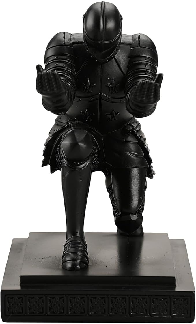 Amoysanli Knight Pen Holder Desk Organizers and Accessories Desk Decor Resin Pen Holder as Gift with a Cool Pen for Office and Home (Black)