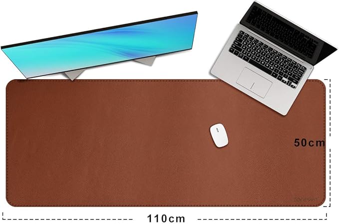 ZORESYN XXL Desk Mat - 43.3"x19.7" PU Leather Desk Pad for Office & Home, Waterproof and Durable Desk Protector for Keyboard and Mouse (Light Brown)