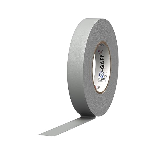 1" Width ProTapes Pro Gaff Premium Matte Cloth Gaffer's Tape With Rubber Adhesive, 11 mils Thick, 55 yds Length, Grey (Pack of 1)