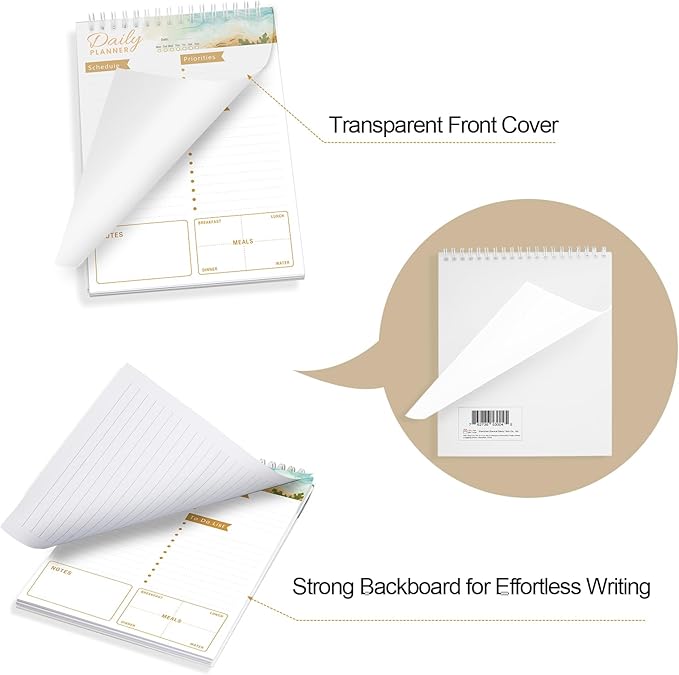 To Do List Notebook Daily Planner A5 CheckList Pad 52 Sheets, 5.9" x 8.2" Daily Schedule Goal and Tasks Setting Notepad Productivity Planner, Spiral Appointment Organizers, A5-KA