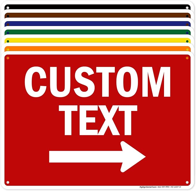 Custom Arrow,Custom Directional Sign, Right Arrow, 10x14 Inches, Rust Free .040 Aluminum, Fade Resistant, Made in USA by My Sign Center