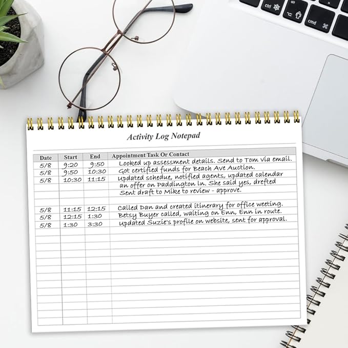 (2-Pack) Activity Log Notepad - Spiral Activity Log Book for Business Work, Undated Weekly To Do List Notepad, Organized Time Spending, Appointment or Contact, Total in 104 Sheets, 100gsm Paper, 8.5" x 11"