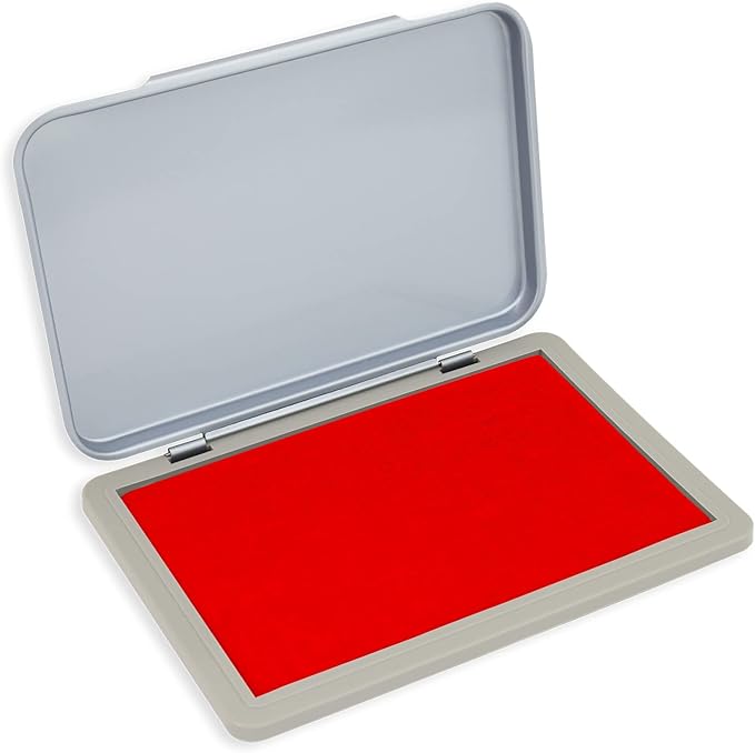 Metal Case Stamp Pad Medium Size, Red Color - Size: 3" x 4" - Choose from 15 Ink Colors
