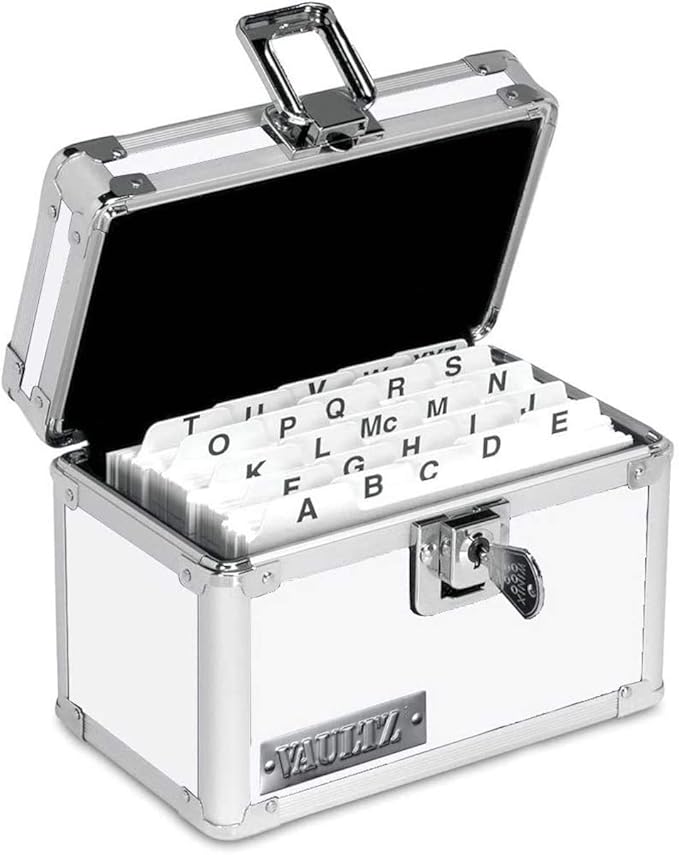 Vaultz Locking Index Card File, 3 x 5 Inches, White (VZ00174)