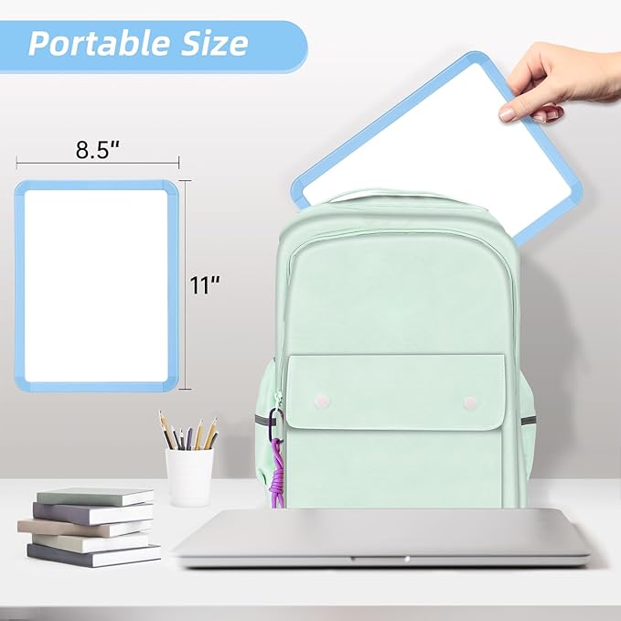 VUSIGN Small White Board Dry Erase, 8.5'' x 11'' Magnetic Dry Erase Board, Mini Whiteboard with Markers for Students, Fridge, Wall, Locker, Blue