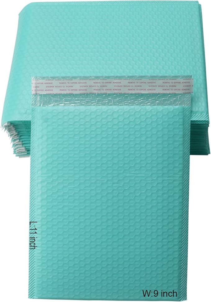 Shipping Bubble Mailers MEIANJU 11x9 inch Padded Poly Mailer Envelopes Small Packaging Mailing Bags Mail Packing Business Supplies,lake blue-25PCS